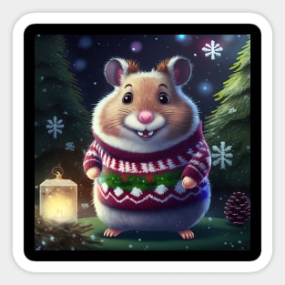 Cute Christmas Hamster Sticker